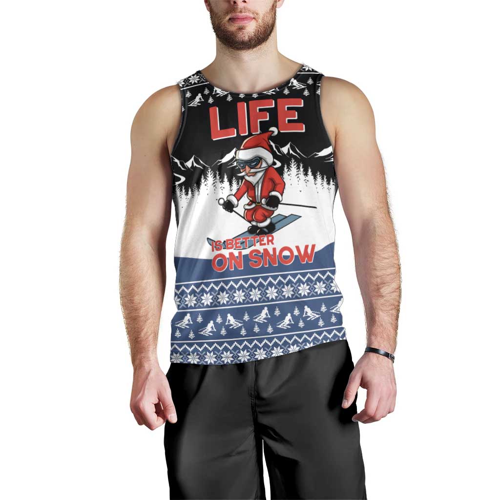 Skiing Life Is Better On Snow Christmas Men Tank Top Xmas Holiday Patterns - Wonder Print Shop