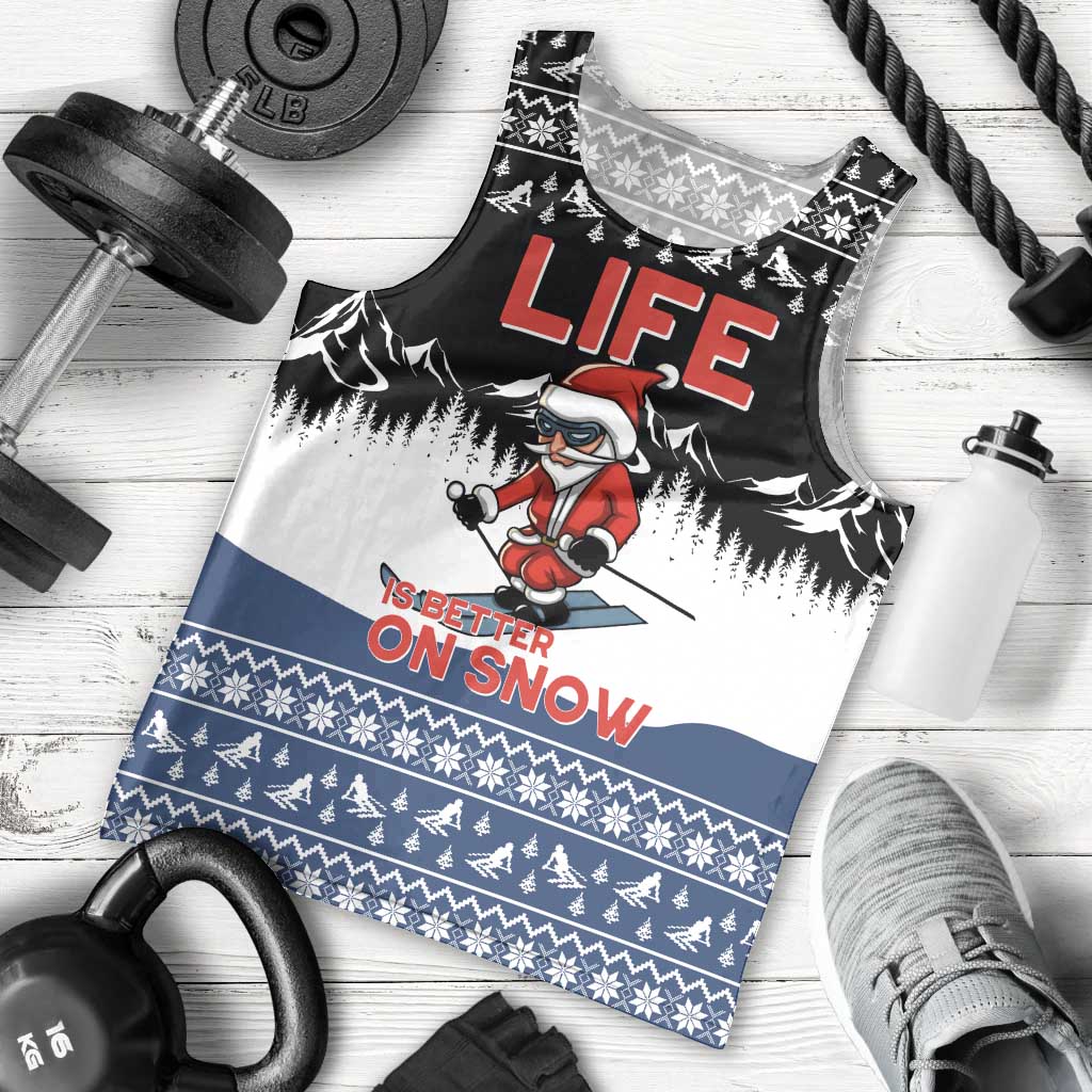 Skiing Life Is Better On Snow Christmas Men Tank Top Xmas Holiday Patterns - Wonder Print Shop