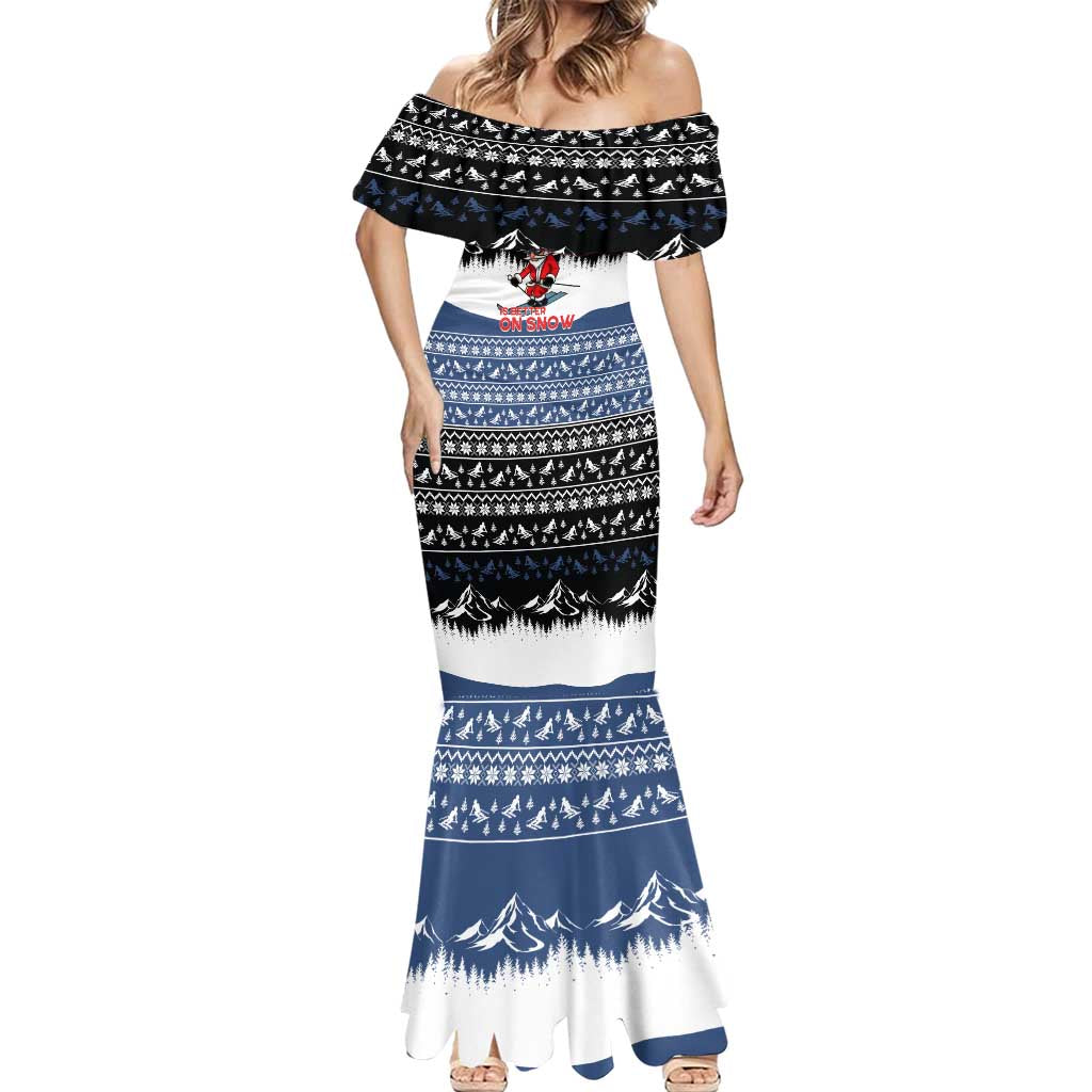 Skiing Life Is Better On Snow Christmas Mermaid Dress Xmas Holiday Patterns - Wonder Print Shop