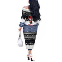 Skiing Life Is Better On Snow Christmas Off The Shoulder Long Sleeve Dress Xmas Holiday Patterns - Wonder Print Shop