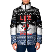 Skiing Life Is Better On Snow Christmas Padded Jacket Xmas Holiday Patterns - Wonder Print Shop