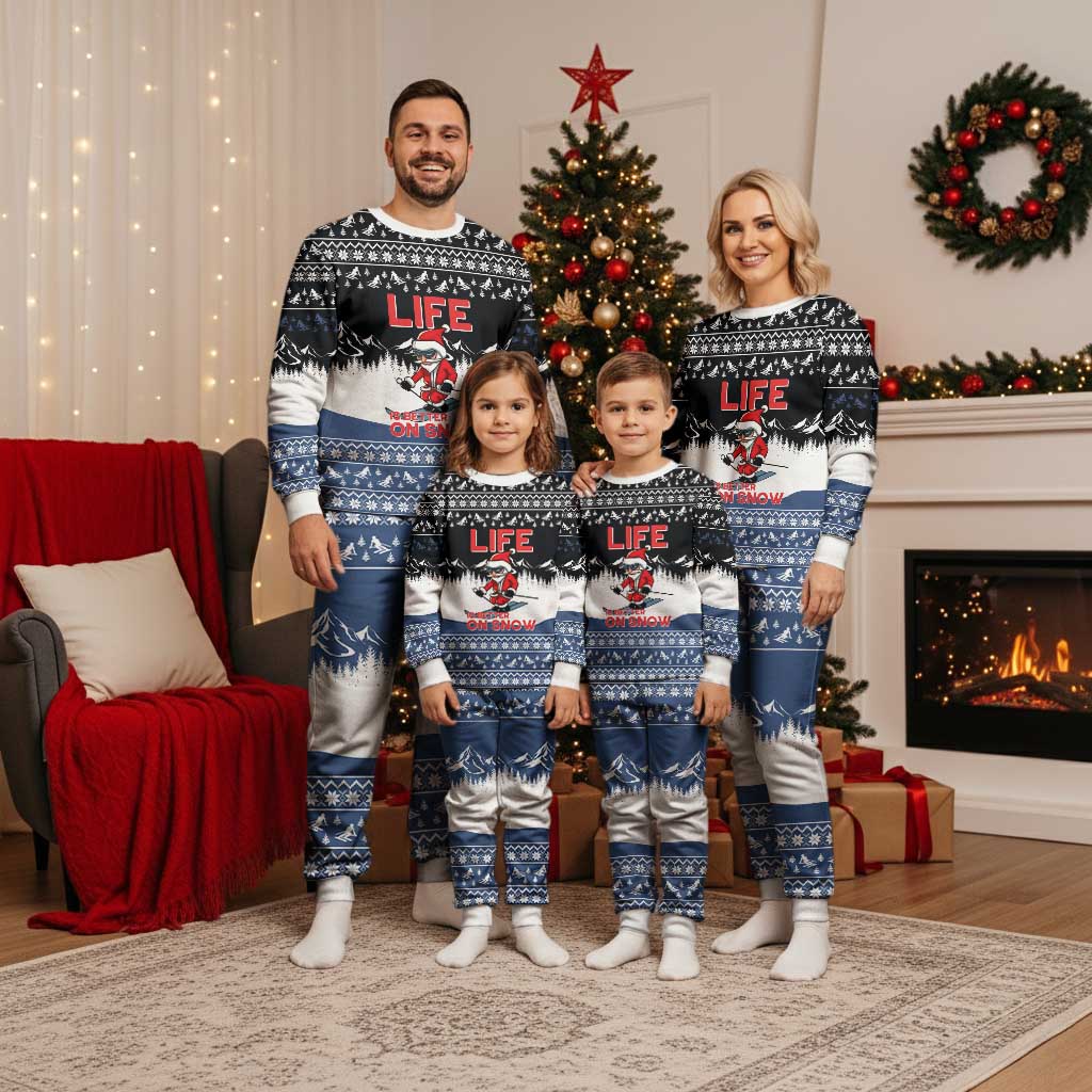 Skiing Life Is Better On Snow Christmas Pajama Set Xmas Holiday Patterns - Wonder Print Shop