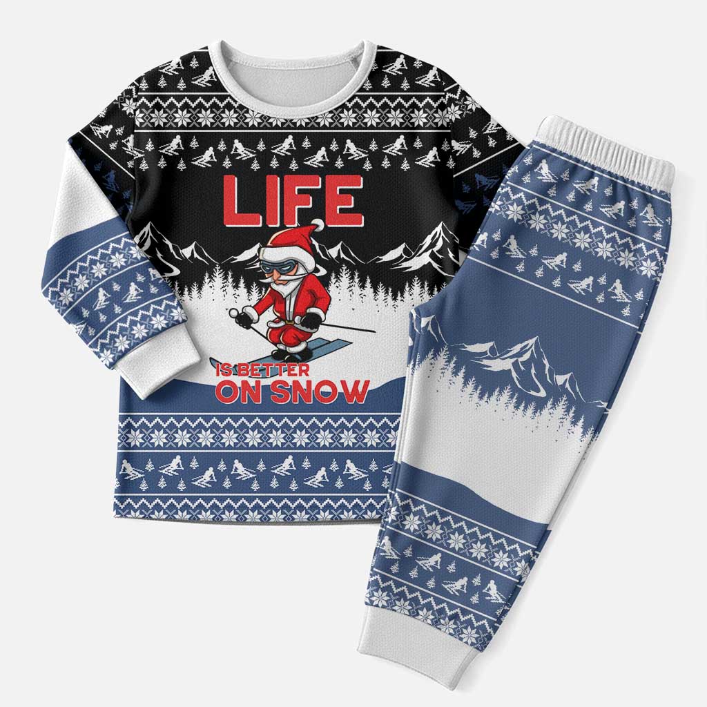 Skiing Life Is Better On Snow Christmas Pajama Set Xmas Holiday Patterns - Wonder Print Shop