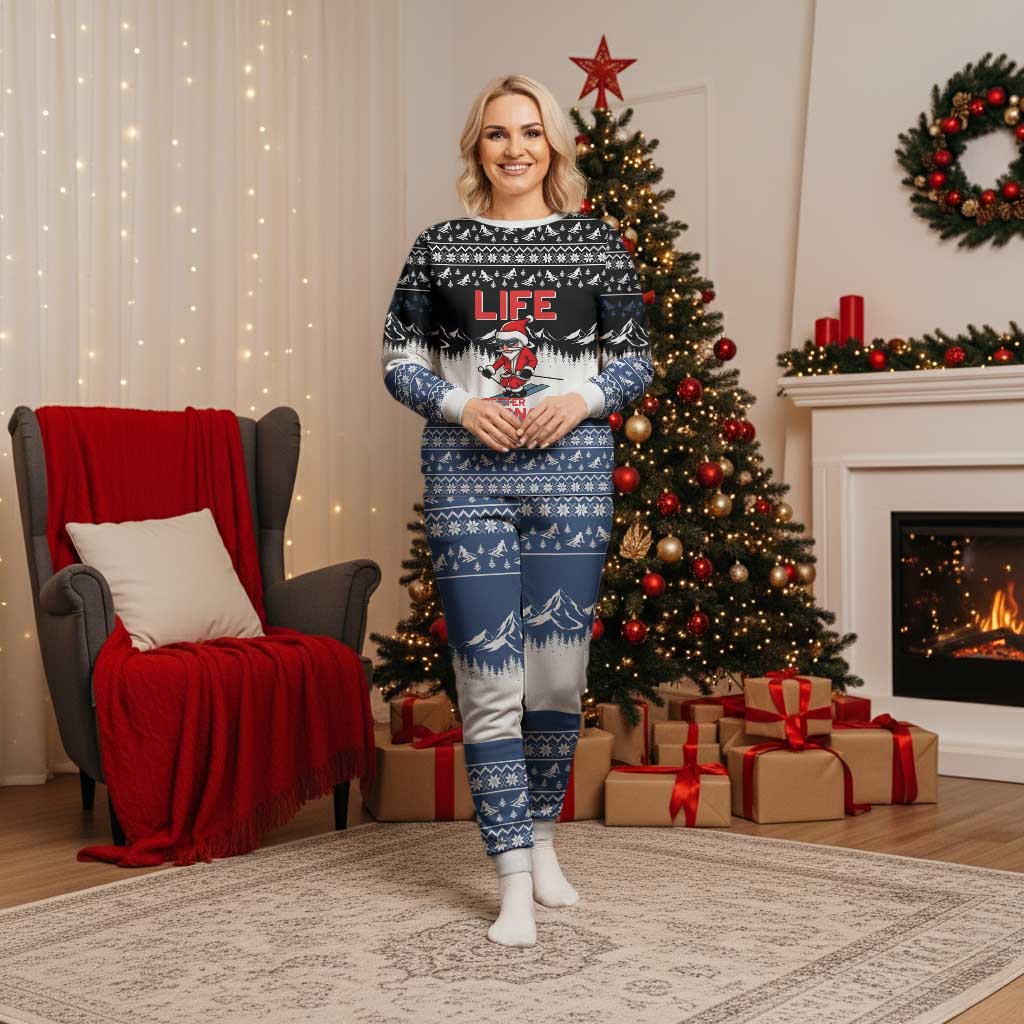 Skiing Life Is Better On Snow Christmas Pajama Set Xmas Holiday Patterns - Wonder Print Shop