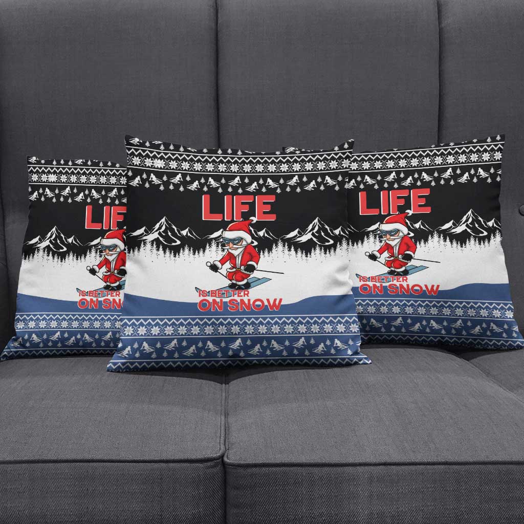 Skiing Life Is Better On Snow Christmas Pillow Cover Xmas Holiday Patterns - Wonder Print Shop