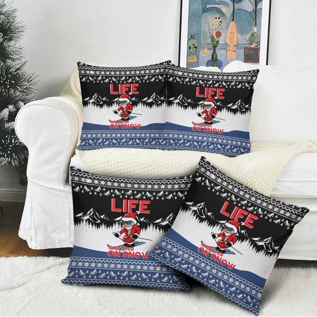 Skiing Life Is Better On Snow Christmas Pillow Cover Xmas Holiday Patterns - Wonder Print Shop