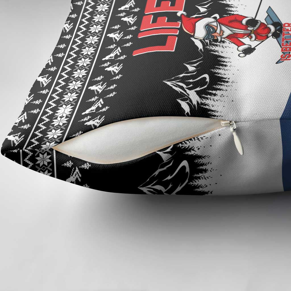 Skiing Life Is Better On Snow Christmas Pillow Cover Xmas Holiday Patterns - Wonder Print Shop