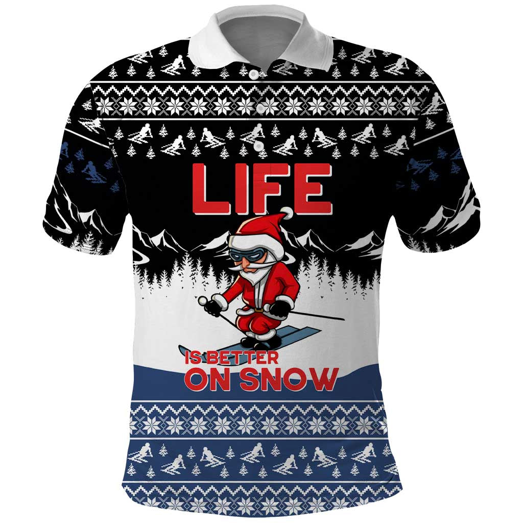 Skiing Life Is Better On Snow Christmas Polo Shirt Xmas Holiday Patterns - Wonder Print Shop