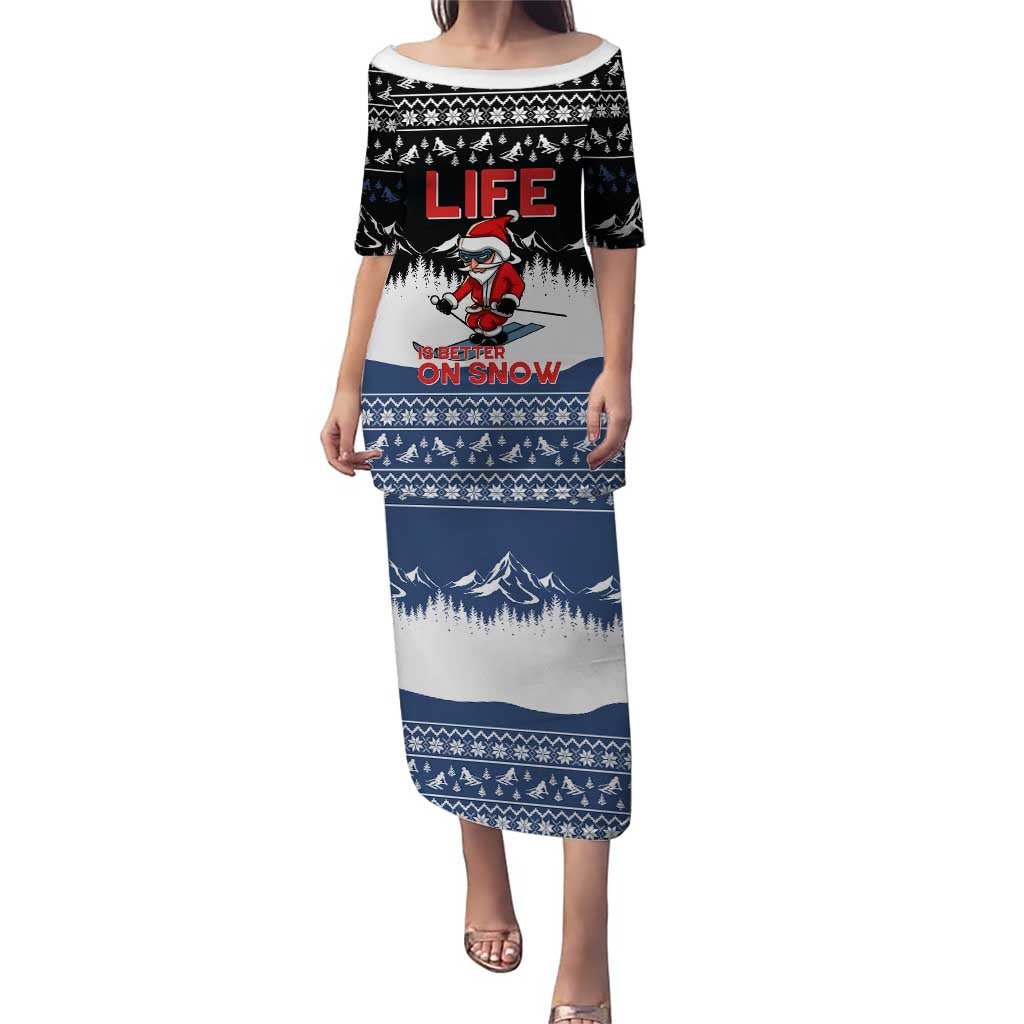 Skiing Life Is Better On Snow Christmas Puletasi Xmas Holiday Patterns - Wonder Print Shop