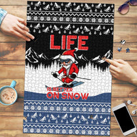 Skiing Life Is Better On Snow Christmas Puzzle Xmas Holiday Patterns - Wonder Print Shop