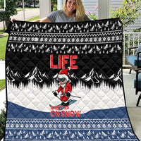 Skiing Life Is Better On Snow Christmas Quilt Xmas Holiday Patterns - Wonder Print Shop