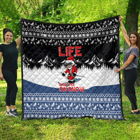 Skiing Life Is Better On Snow Christmas Quilt Xmas Holiday Patterns - Wonder Print Shop