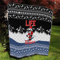 Skiing Life Is Better On Snow Christmas Quilt Xmas Holiday Patterns - Wonder Print Shop