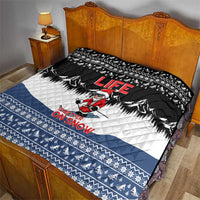 Skiing Life Is Better On Snow Christmas Quilt Xmas Holiday Patterns - Wonder Print Shop