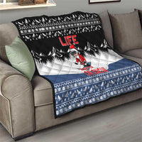 Skiing Life Is Better On Snow Christmas Quilt Xmas Holiday Patterns - Wonder Print Shop