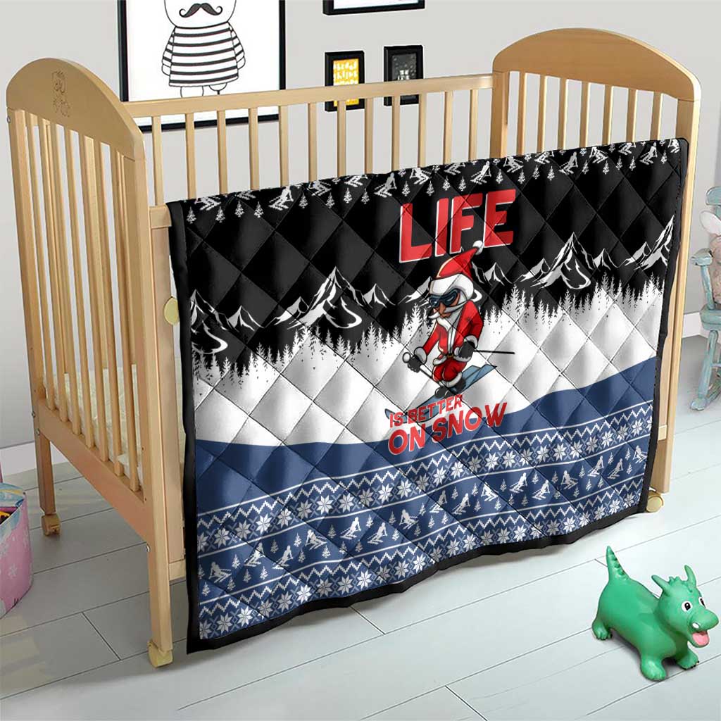 Skiing Life Is Better On Snow Christmas Quilt Xmas Holiday Patterns - Wonder Print Shop