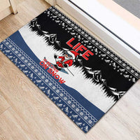 Skiing Life Is Better On Snow Christmas Rubber Doormat Xmas Holiday Patterns - Wonder Print Shop