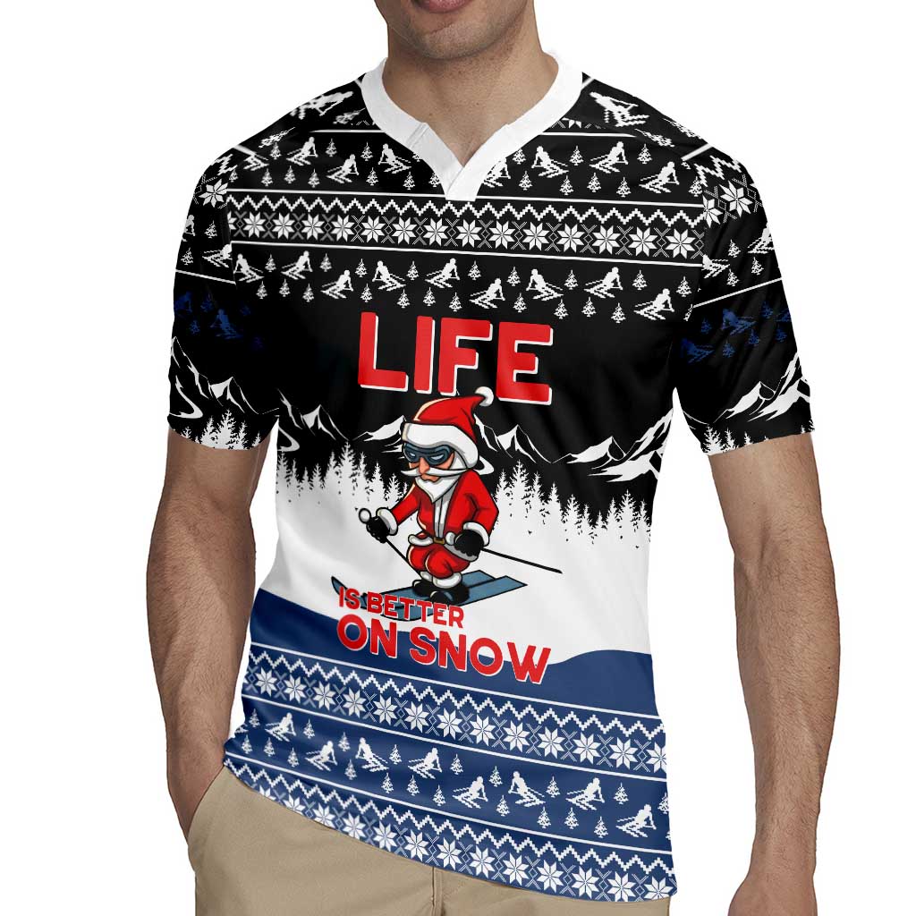 Skiing Life Is Better On Snow Christmas Rugby Jersey Xmas Holiday Patterns - Wonder Print Shop