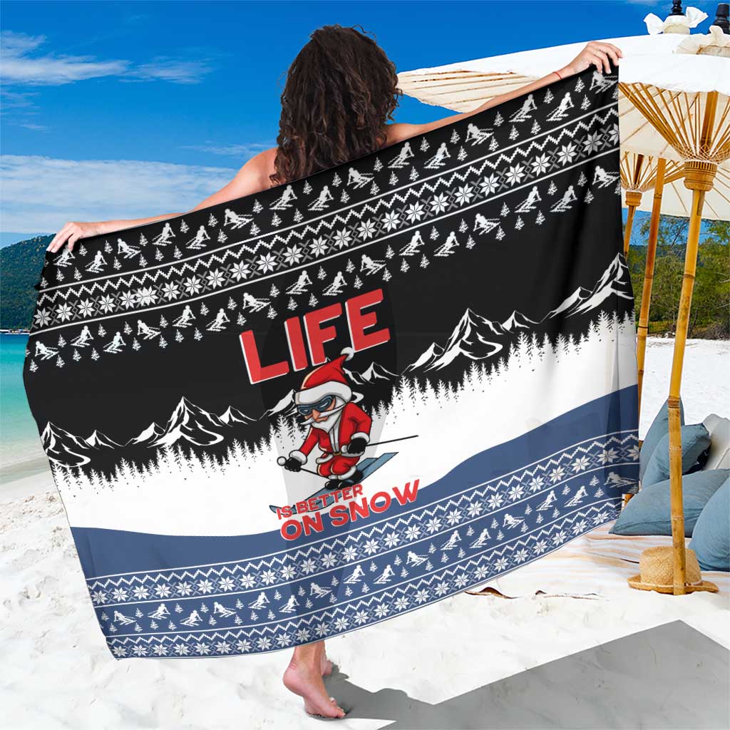 Skiing Life Is Better On Snow Christmas Sarong Xmas Holiday Patterns - Wonder Print Shop