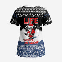 Skiing Life Is Better On Snow Christmas Scrub Top Xmas Holiday Patterns - Wonder Print Shop