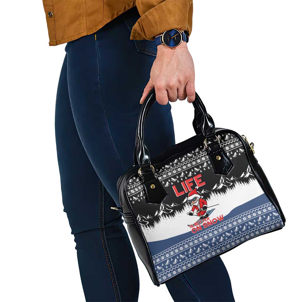 Skiing Life Is Better On Snow Christmas Shoulder Handbag Xmas Holiday Patterns - Wonder Print Shop