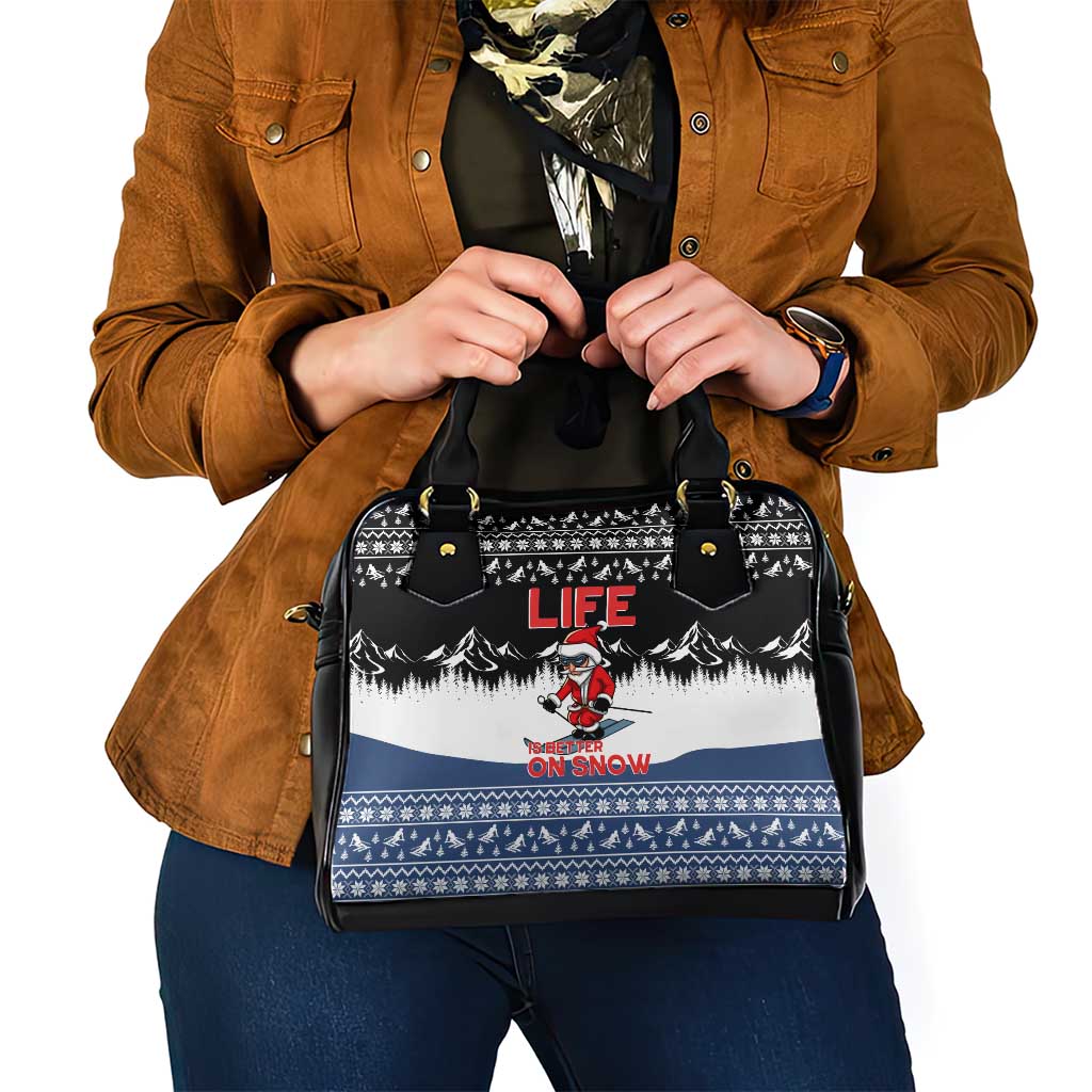 Skiing Life Is Better On Snow Christmas Shoulder Handbag Xmas Holiday Patterns - Wonder Print Shop