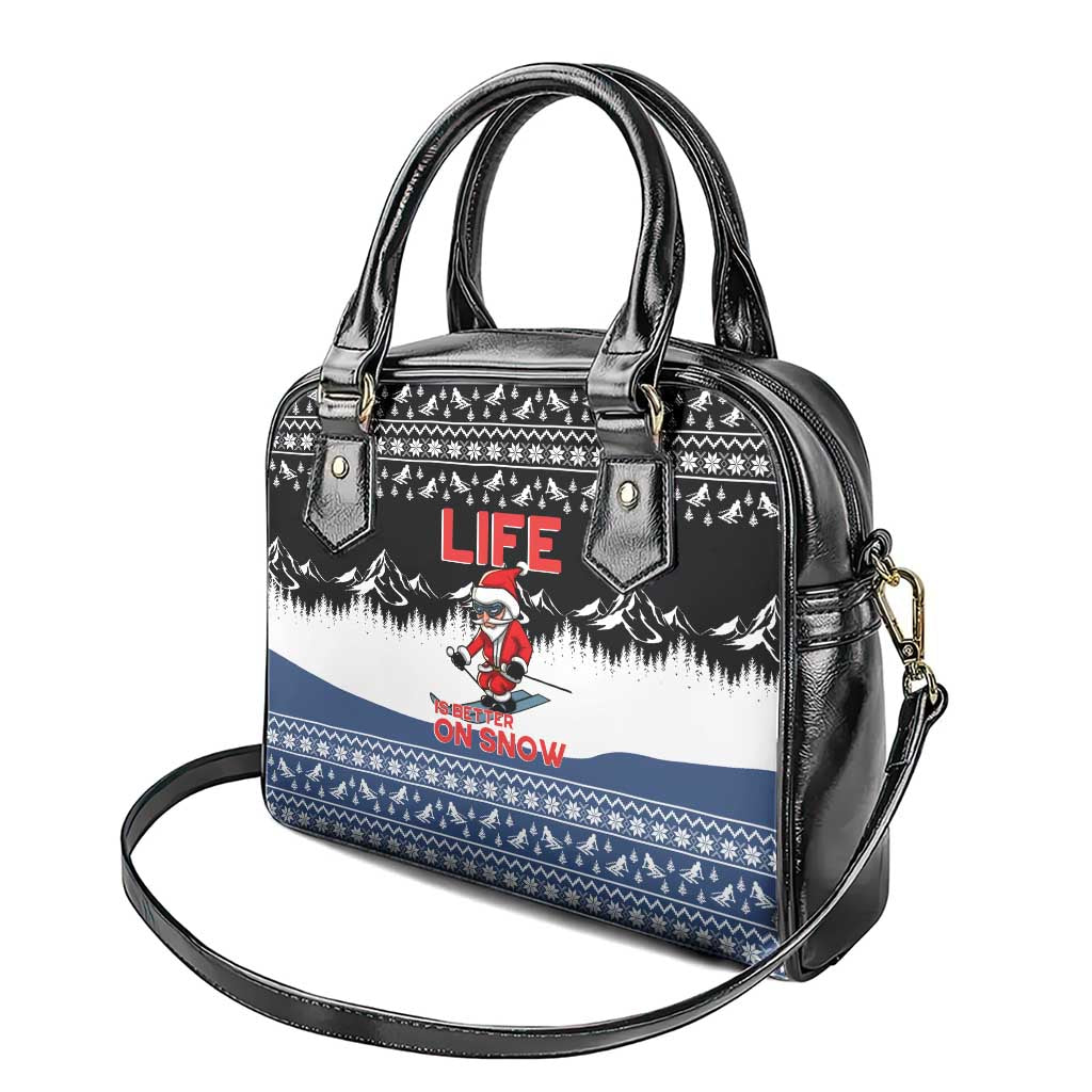 Skiing Life Is Better On Snow Christmas Shoulder Handbag Xmas Holiday Patterns - Wonder Print Shop