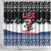 Skiing Life Is Better On Snow Christmas Shower Curtain Xmas Holiday Patterns - Wonder Print Shop