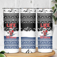 Skiing Life Is Better On Snow Christmas Skinny Tumbler Xmas Holiday Patterns - Wonder Print Shop
