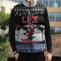 Skiing Life Is Better On Snow Christmas Sleeveless Puffer Jacket Xmas Holiday Patterns - Wonder Print Shop