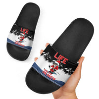 Skiing Life Is Better On Snow Christmas Slide Sandals Xmas Holiday Patterns - Wonder Print Shop
