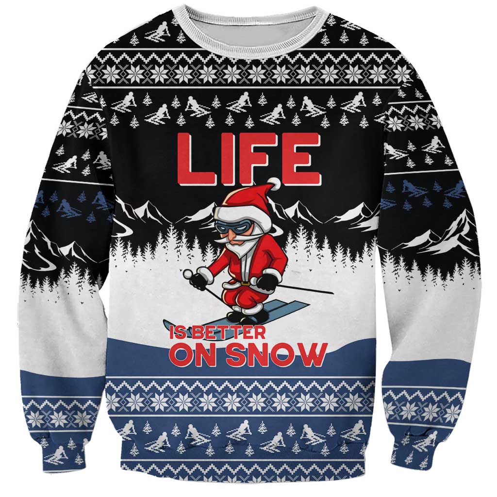 Skiing Life Is Better On Snow Christmas Sweatshirt Xmas Holiday Patterns - Wonder Print Shop