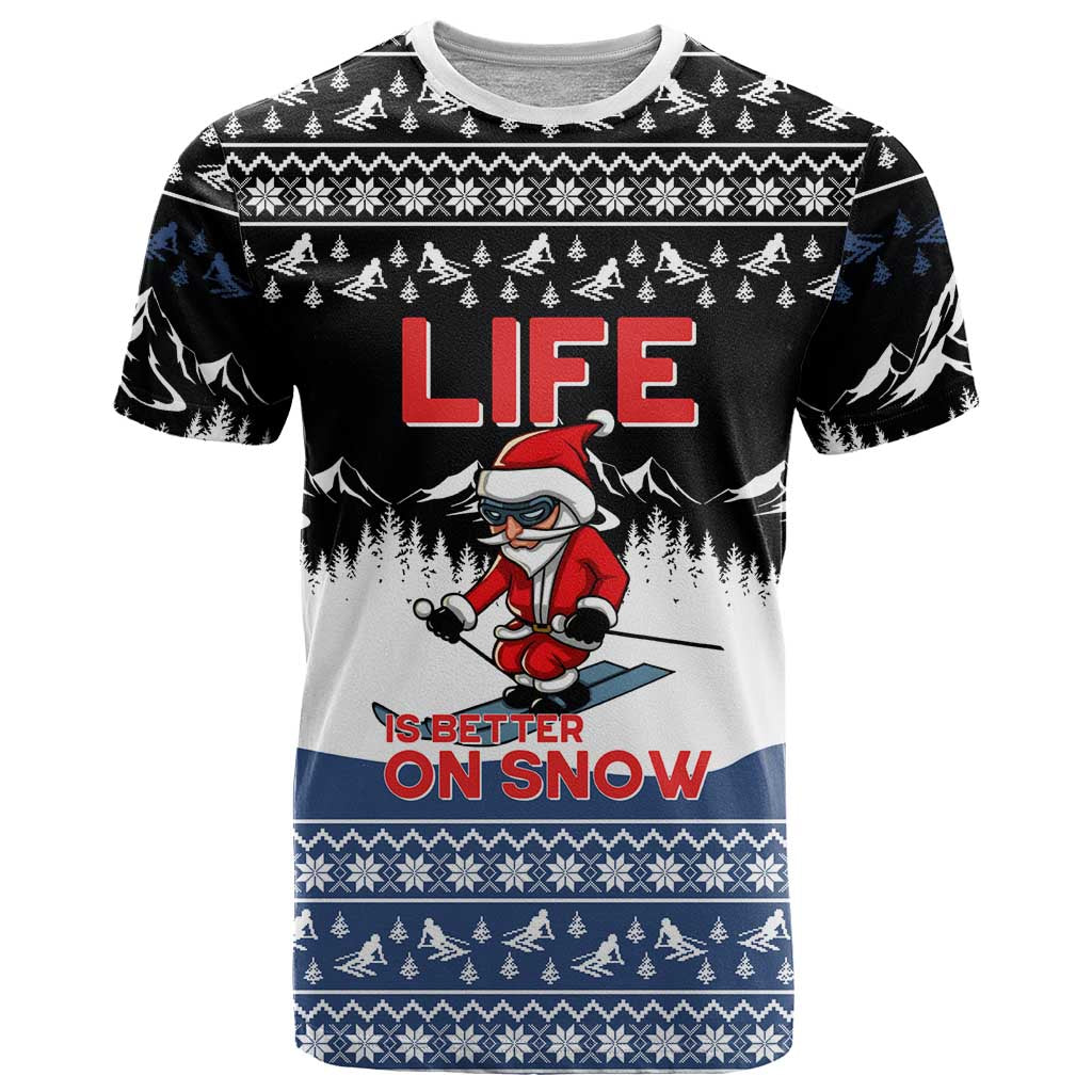 Skiing Life Is Better On Snow Christmas T Shirt Xmas Holiday Patterns - Wonder Print Shop