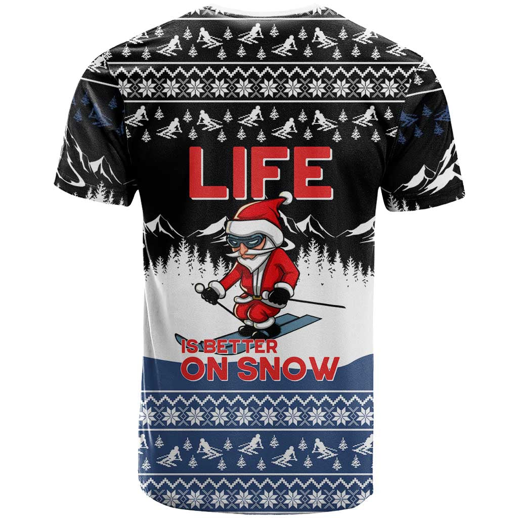 Skiing Life Is Better On Snow Christmas T Shirt Xmas Holiday Patterns - Wonder Print Shop