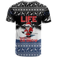 Skiing Life Is Better On Snow Christmas T Shirt Xmas Holiday Patterns - Wonder Print Shop