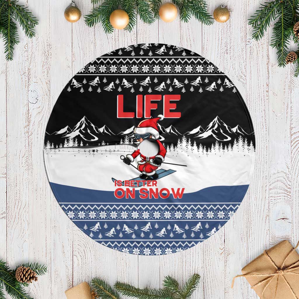 Skiing Life Is Better On Snow Christmas Tree Skirt Xmas Holiday Patterns - Wonder Print Shop