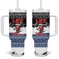 Skiing Life Is Better On Snow Christmas Tumbler With Handle Xmas Holiday Patterns - Wonder Print Shop