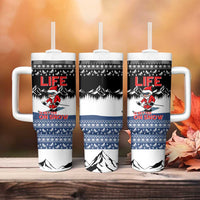 Skiing Life Is Better On Snow Christmas Tumbler With Handle Xmas Holiday Patterns - Wonder Print Shop