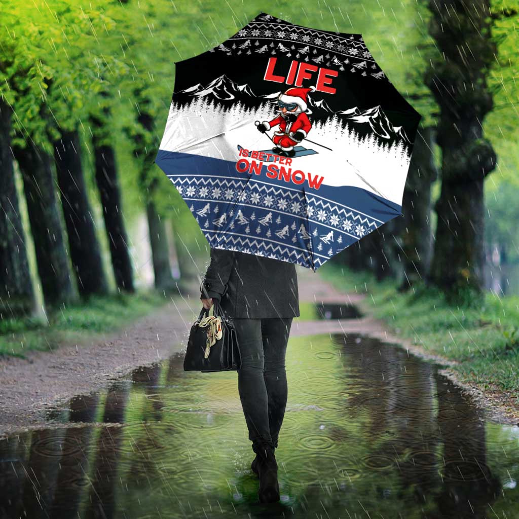 Skiing Life Is Better On Snow Christmas Umbrella Xmas Holiday Patterns - Wonder Print Shop