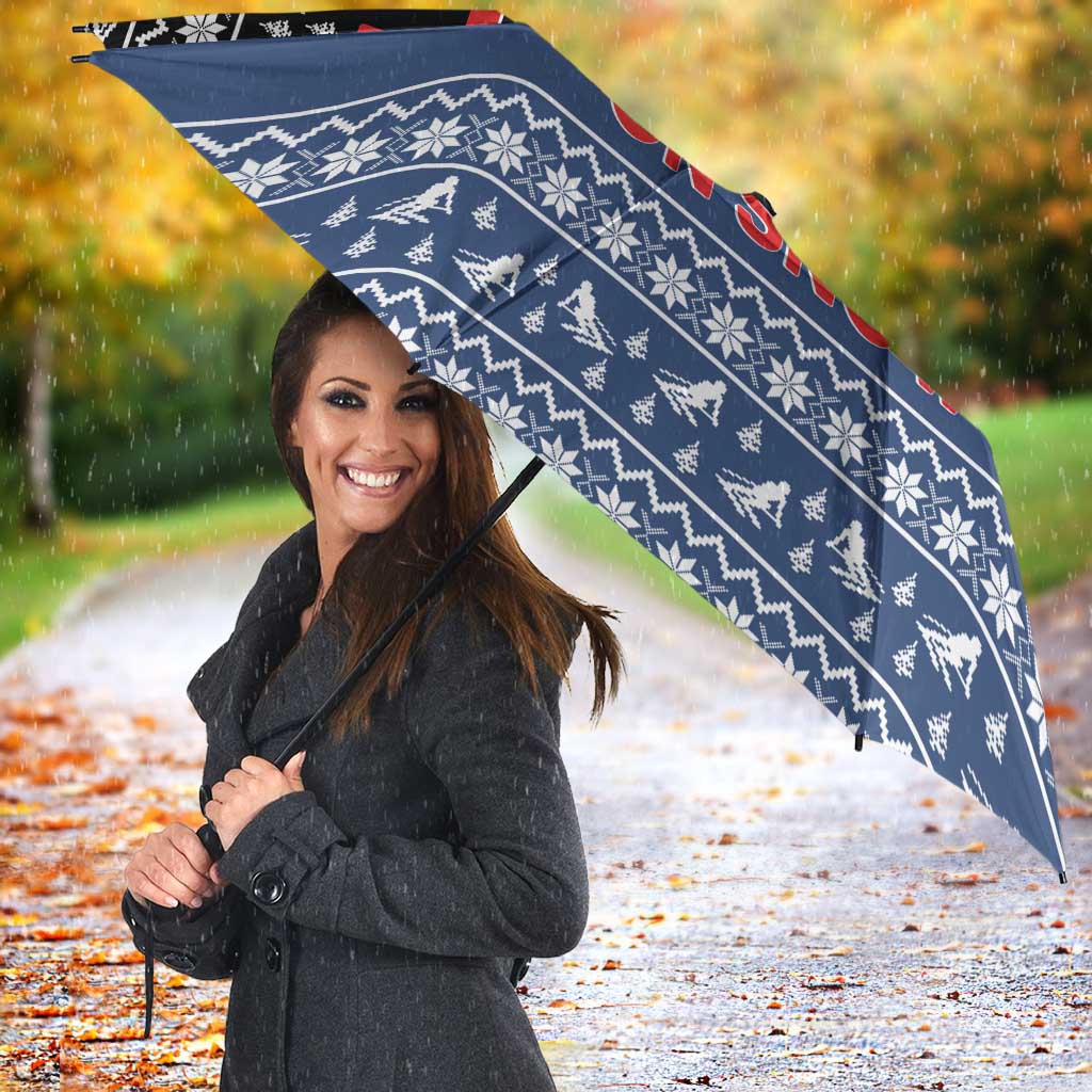 Skiing Life Is Better On Snow Christmas Umbrella Xmas Holiday Patterns - Wonder Print Shop