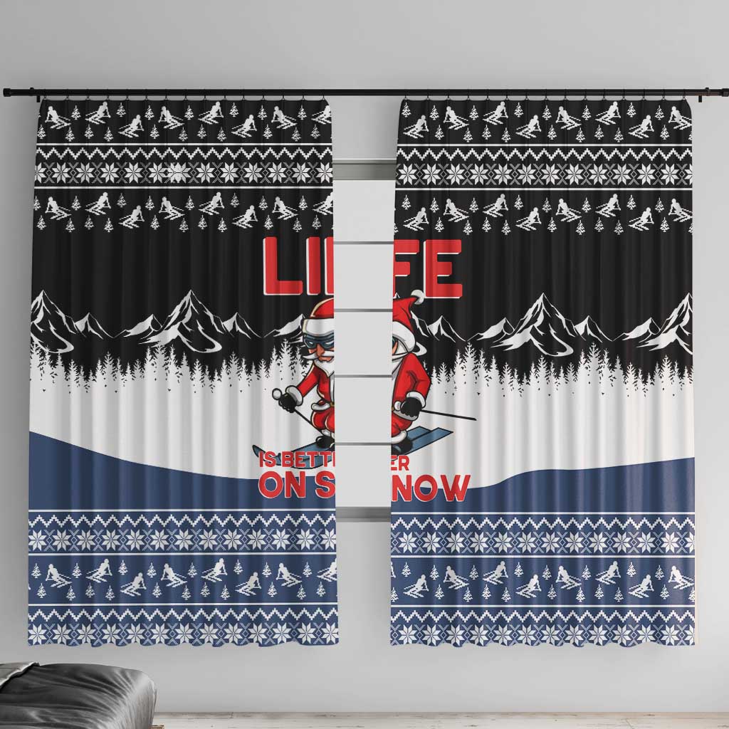 Skiing Life Is Better On Snow Christmas Window Curtain Xmas Holiday Patterns - Wonder Print Shop