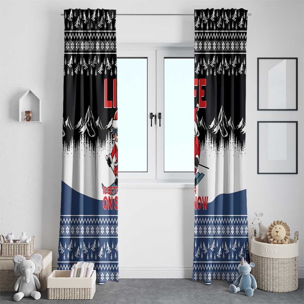 Skiing Life Is Better On Snow Christmas Window Curtain Xmas Holiday Patterns - Wonder Print Shop