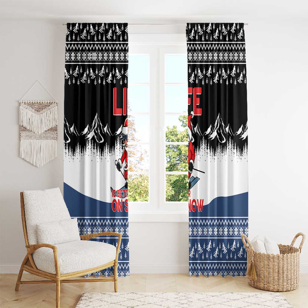 Skiing Life Is Better On Snow Christmas Window Curtain Xmas Holiday Patterns - Wonder Print Shop