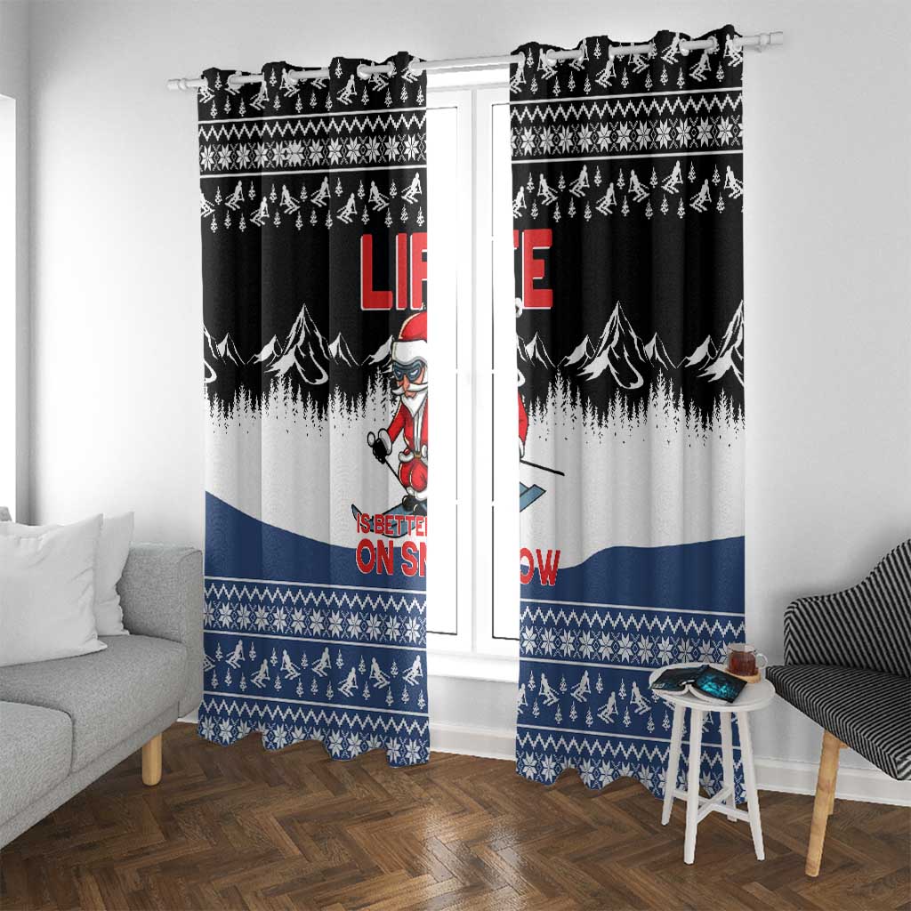 Skiing Life Is Better On Snow Christmas Window Curtain Xmas Holiday Patterns - Wonder Print Shop