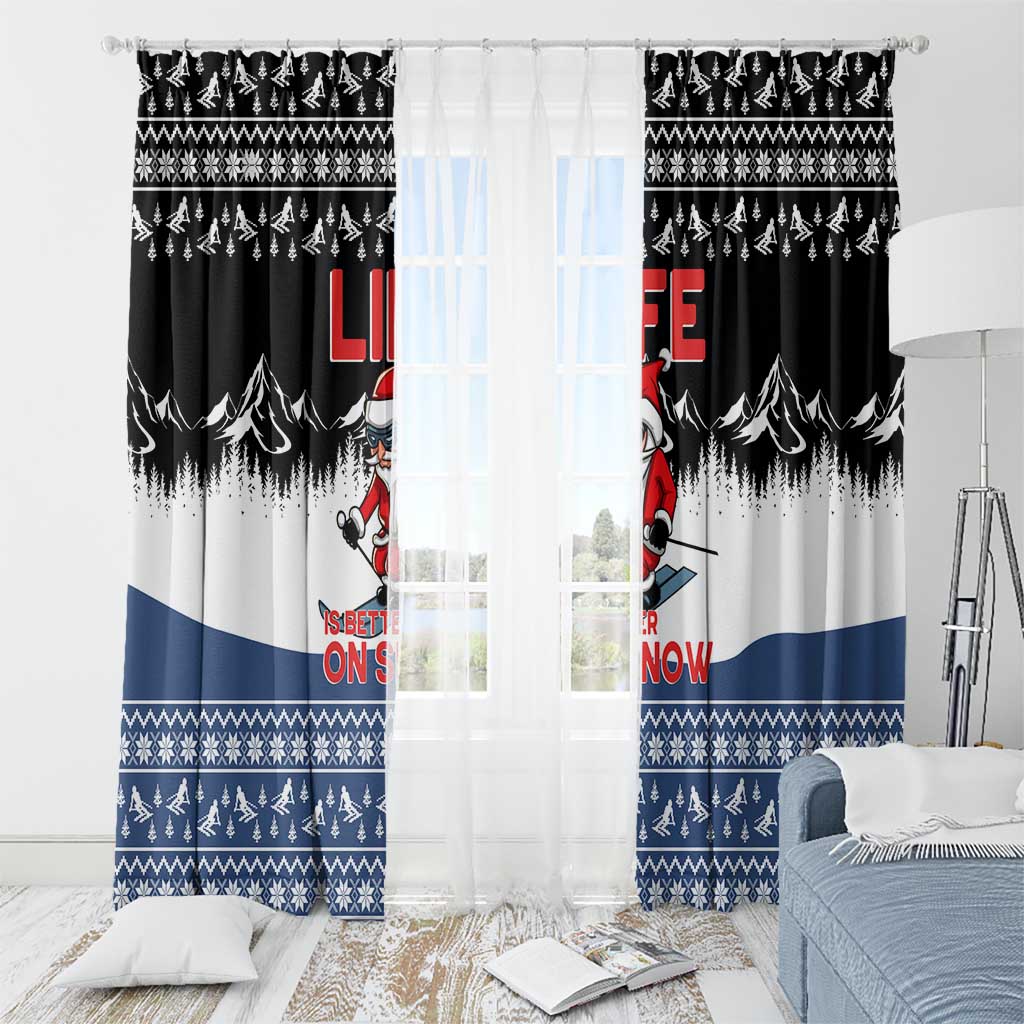 Skiing Life Is Better On Snow Christmas Window Curtain Xmas Holiday Patterns - Wonder Print Shop