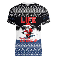 Skiing Life Is Better On Snow Christmas Women V-Neck T-Shirt Xmas Holiday Patterns - Wonder Print Shop