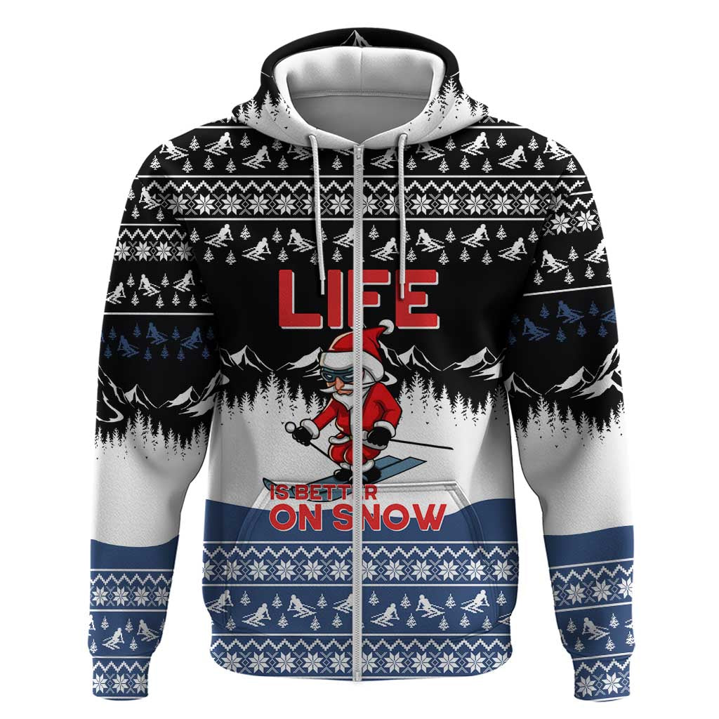 Skiing Life Is Better On Snow Christmas Zip Hoodie Xmas Holiday Patterns - Wonder Print Shop