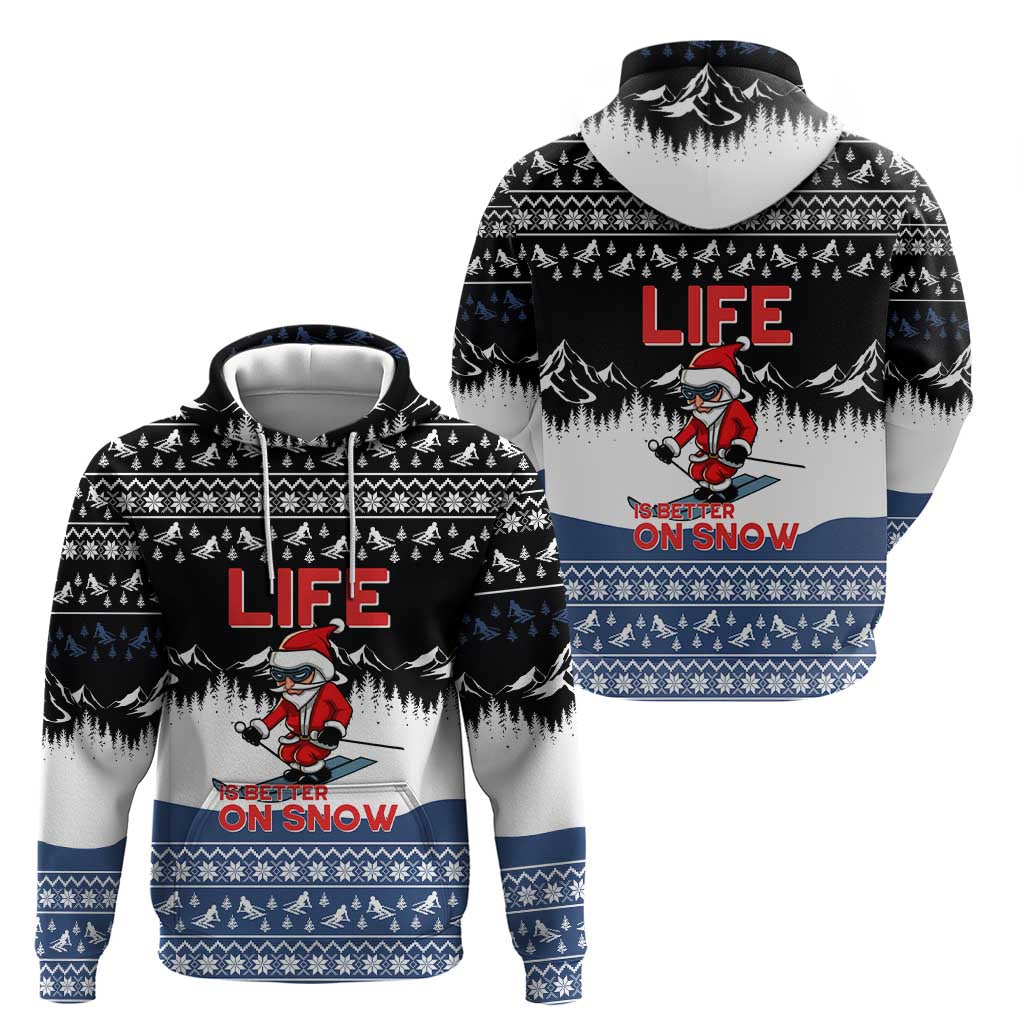Skiing Life Is Better On Snow Christmas Zip Hoodie Xmas Holiday Patterns - Wonder Print Shop