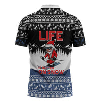 Skiing Life Is Better On Snow Christmas Zipper Polo Shirt Xmas Holiday Patterns - Wonder Print Shop