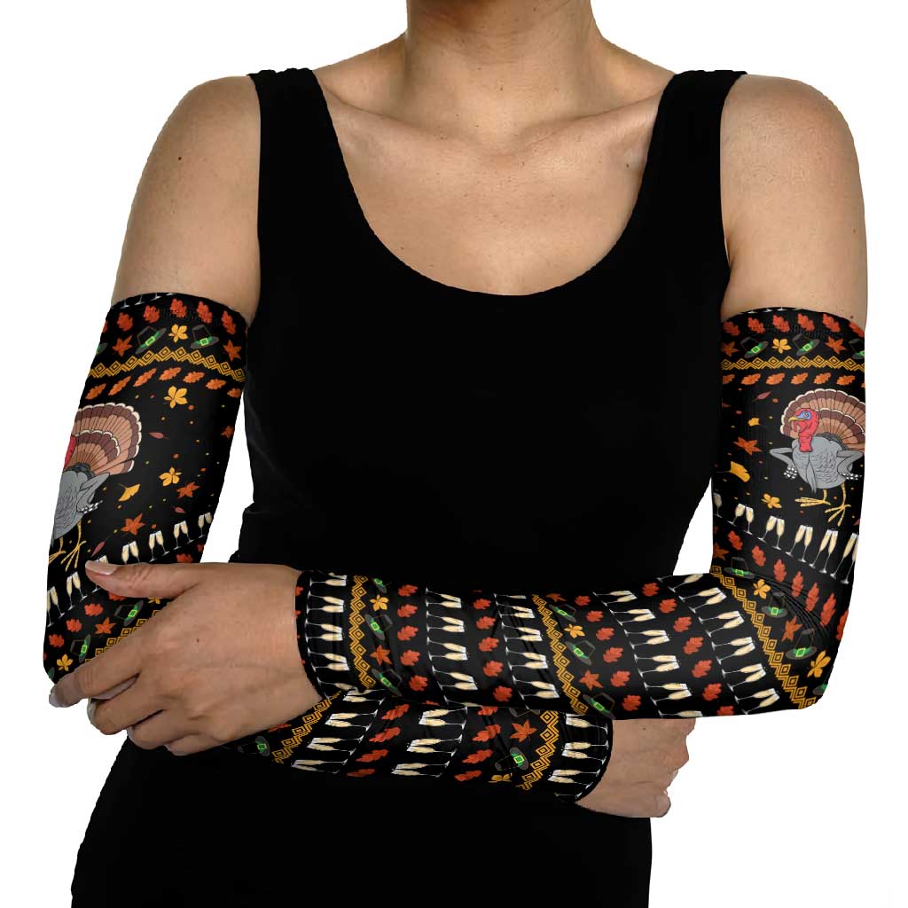 Thanksgiving Christmas Design Arm Sleeves Xmas Holiday Patterns - Wonder Print Shop